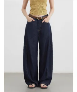 Alternative view of CHIC VEN Women's High Waist Wide Leg Denim Pants