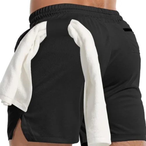 Alternative view of Running shorts men's gym sports shorts 2-in-1 quick drying exercise training gym fitness jogging shorts summer men's shorts
