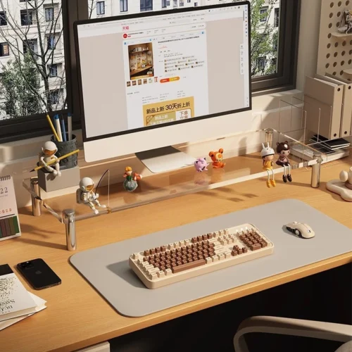 Alternative view of Acrylic Laptop Stand Desktop Computer Screen Monitor Desk Bracket Elevated Desktop Organizer Stand For Reducing Neck Strain