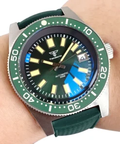 Alternative view of 62mas green dial 200M Waterproof Mechanical Watch for Men AR Sapphire Crystal 120Clikcs C3 luminous Sport Steel Clock Sunburst