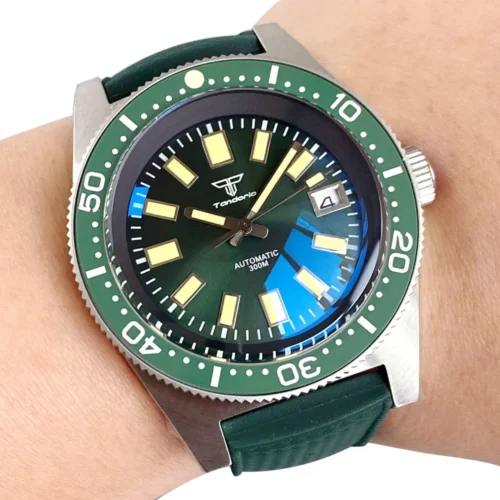 Alternative view of 62mas green dial 200M Waterproof Mechanical Watch for Men AR Sapphire Crystal 120Clikcs C3 luminous Sport Steel Clock Sunburst