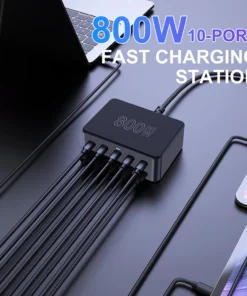 Alternative view of 800W USB C GaN Charger 100W PD3.0 PPS QC3.0 Multiport Fast Charging Station for iPhone 15 16 Samsung Macbook Pro Laptops Tablets