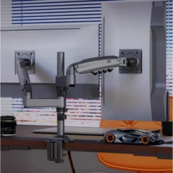 Alternative view of Dual Arm Gas Spring Monitor Desk Mount for 17"-27" LCD TVs, Supports 2-9kgs Each