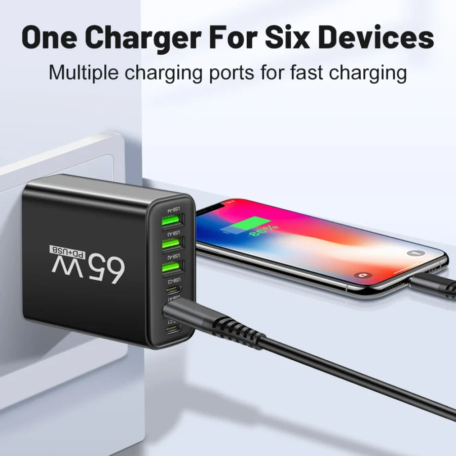 USB Charger 65W Mobile Phone Charger Fast Charging For Xiaomi Samsung Huawei P70 Travel Charger Adaptor For iPhone Quick Charger - Image 2