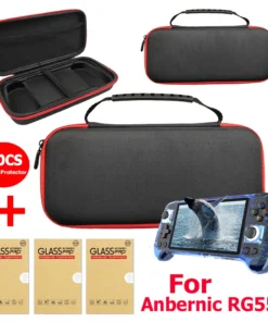 Shockproof Storage Bag For Anbernic RG556 EVA Travel Protective Case Tempered Glass Screen Protector Anti-GLARE Game Accessoies