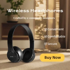 Foldable Bluetooth Over-Ear Headphones with Microphone and Volume Control for iPhone and Android Users