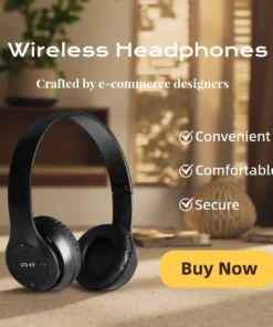 Foldable Bluetooth Over-Ear Headphones with Microphone and Volume Control for iPhone and Android