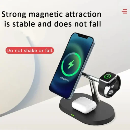 3-in-1 Wireless Charger Stand with Fast Charging for iPhone, Apple Watch, and AirPods - Image 6