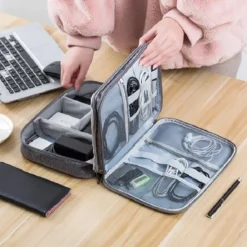 Alternative view of Large Capacity Digital Organizer Bag for Travel - Waterproof with USB Charger and Headphone Storage