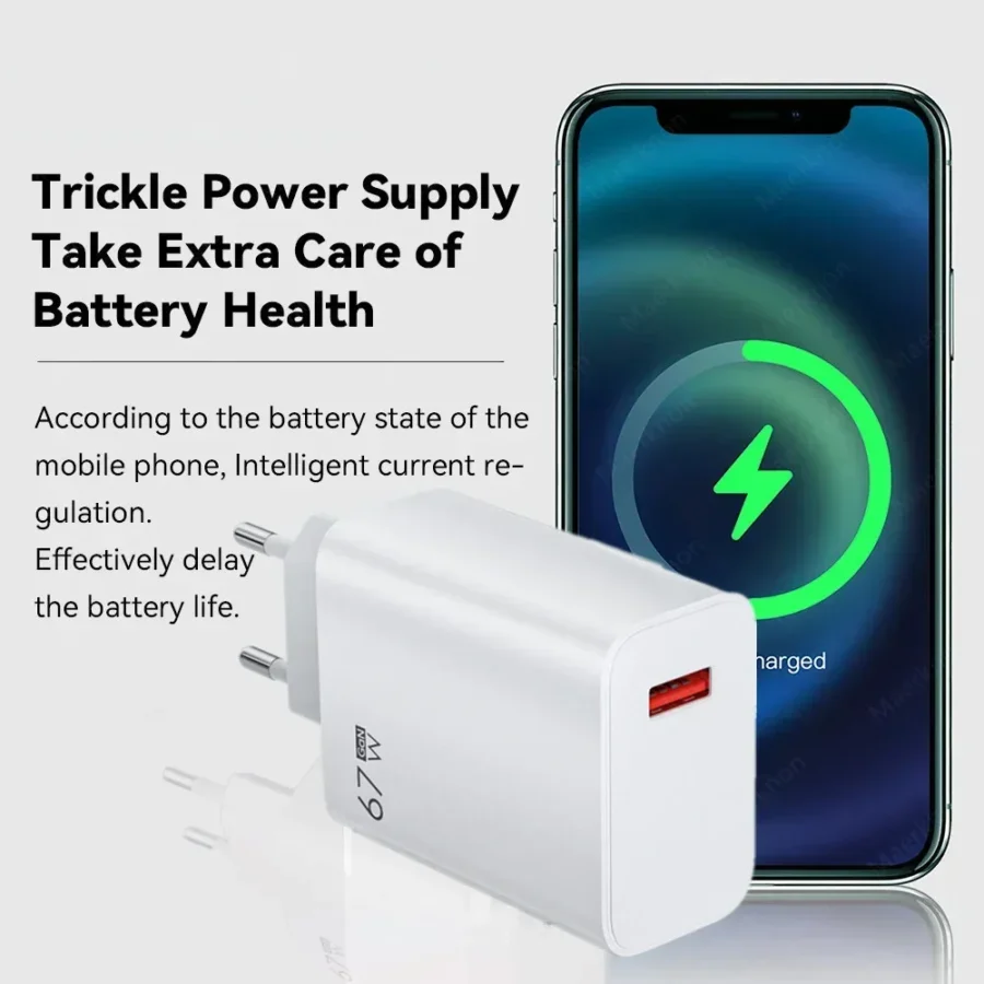 Total 67W GaN Fast Charger with Type-C Cable for iPhone, Xiaomi, and Samsung - Image 3