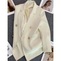 Women’s Double-Breasted Blazer Coat with Elegant Design for Versatile Layering