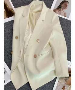 Women Suit Blazer Elegant Coat 2025 Spring Autumn Fashion Korean Blazer Luxury Double Breasted Jacket Solid Ladies Tops Clothes