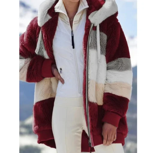 Warm Oversized Hooded Jacket for Women – Plush Coat with Pockets for Autumn/Winter Wear - Image 6
