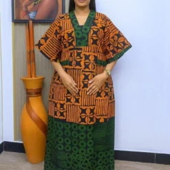 Plus Size Maxi Dress with Traditional Ankara Design for Women - African Dashiki Gown