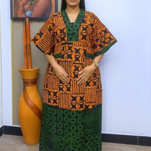Plus Size African Dashiki Gown for Women - Traditional Ankara Maxi Dress