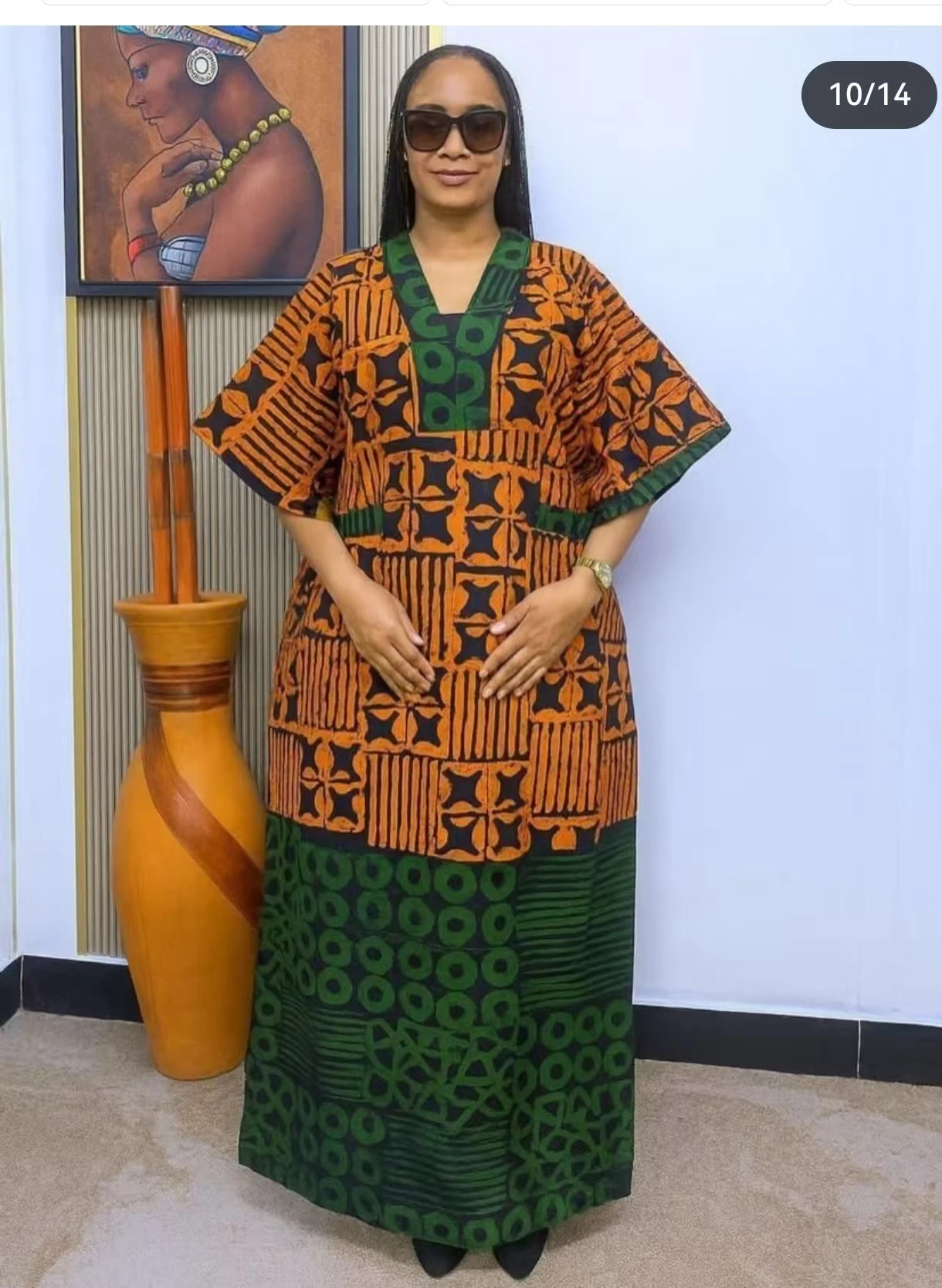 Plus Size Maxi Dress with Traditional Ankara Design for Women - African Dashiki Gown