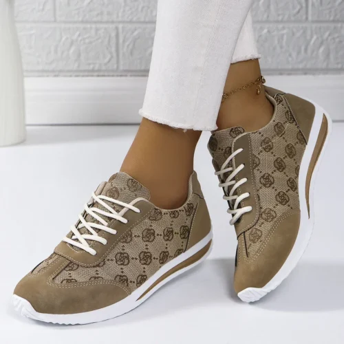 Alternative view of Designer Women's Breathable Cross Strap Sneakers - Comfortable Flat Casual Walking Shoes