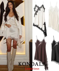 KONDALA Women's Backless Lace Midi Dress - V Neck Cami Style for Parties and Events