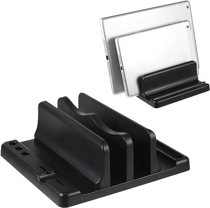 Vertical Laptop Stand - Space-Saving Design for Office Desks, Scalable Width, Computer Accessory