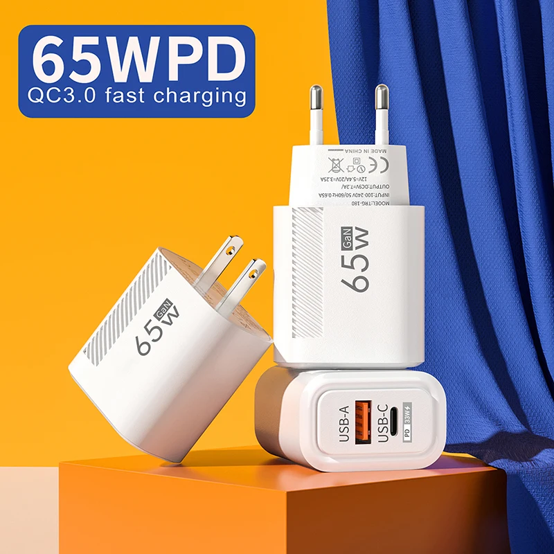 65W GaN Fast Charging USB Type C Charger US EU Plug PD 3.0 Quick Charge Travel Wall Charger For Phone Adapter For iPhone Samsung - Image 2