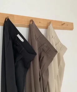 Alternative view of High Waist Black Straight Leg Trousers for Women