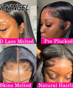 Alternative view of WowAngel 250% Pre Bleached 13x6 HD Lace Front Wigs 34in Glueless Straight Human Hair Wigs Pre Plucked Brazilian Hair For Women