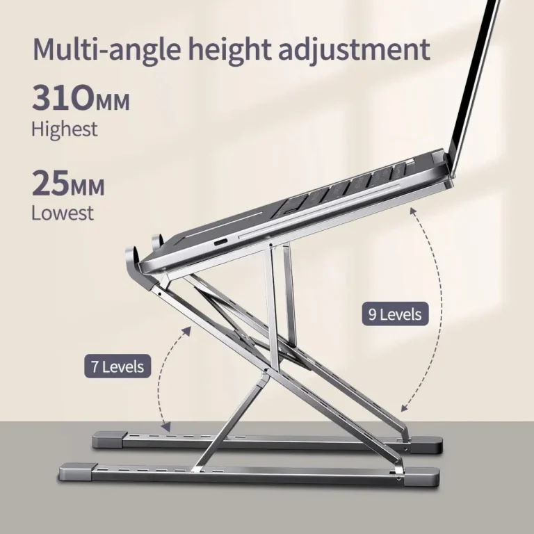 N8 Adjustable Aluminum Laptop Stand - Foldable Design for MacBook and Tablets - Image 3