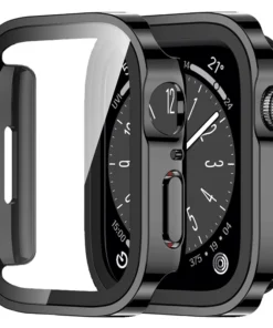 Glass+Case For Apple Watch 42 46mm 45mm 41 49 44mm 40 mm straight edge Screen Protector Cover Case iWatch SE 6 7 8 9 10 11 Ultra