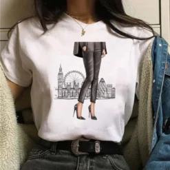 High Heel Graphic T-shirt with Cute 90s Style Print for Women