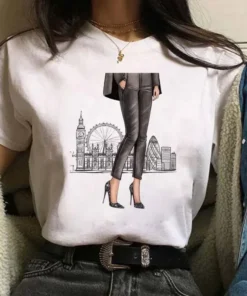 Women Clothes Lady Tees High Heel Graphic Printing T-shirts Summe Cute 90s Style Fashion Tops Female T Shirt Womens T-Shirts