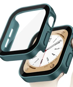 Glass+cover For Apple Watch case series 8 7 6 5 4 se 44mm 40mm 41mm 45mm Straight Edge Screen Protector apple watch accessories