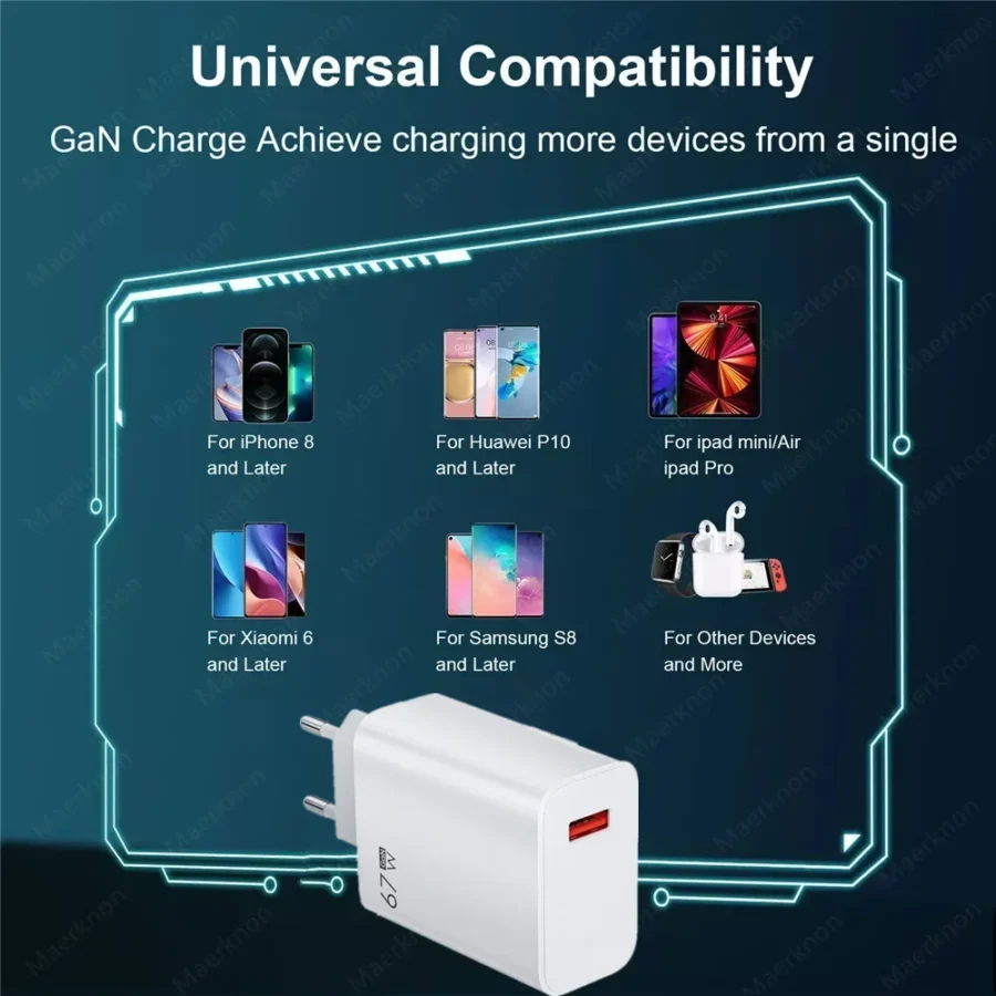 Total 67W GaN Fast Charger with Type-C Cable for iPhone, Xiaomi, and Samsung - Image 6