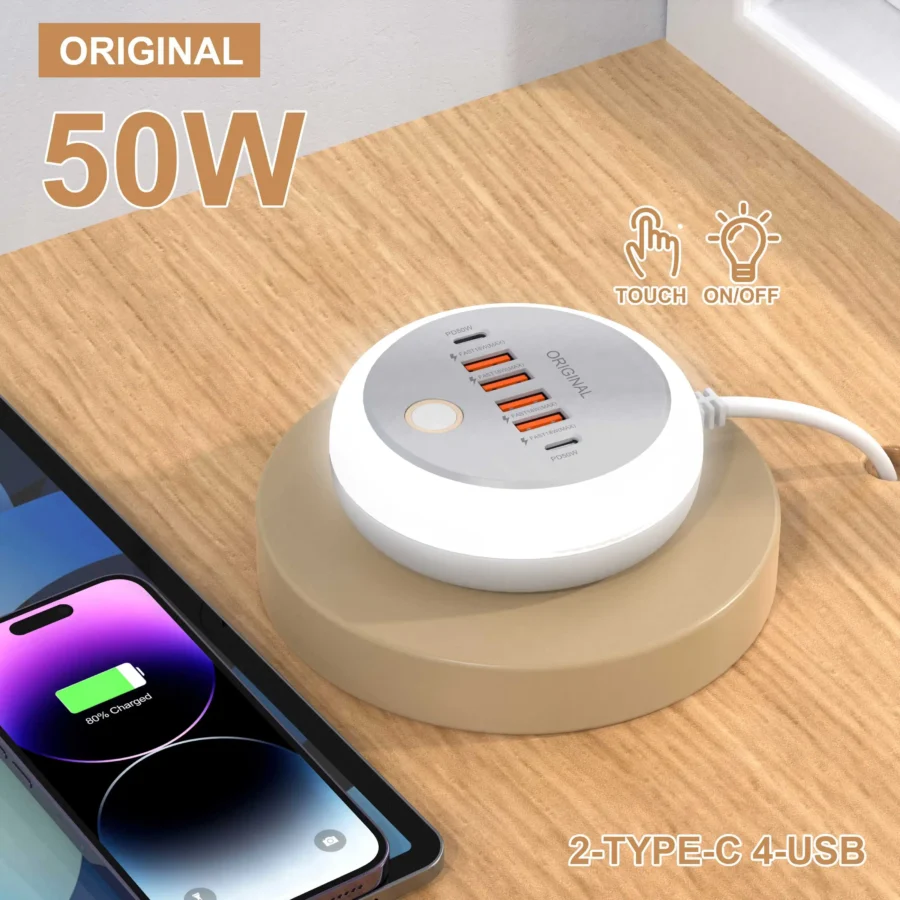 50W 6-Port Fast Charging USB PD Charger for iPhone and Samsung - Image 6