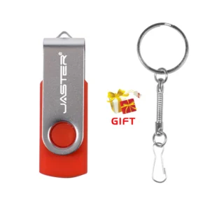 JASTER 128GB USB 2.0 Flash Drive with Rotating Colorful Design for Portable Storage - 128M, Red