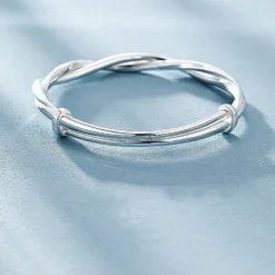 Alternative view of Adjustable Sterling Silver Weave Bangle Bracelet for Women