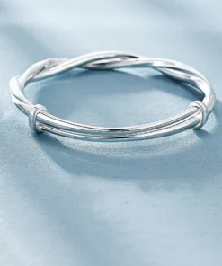 Alternative view of 925 sterling silver original pretty weave bracelets Bangles for women fashion party wedding engagement jewelry Adjustable size