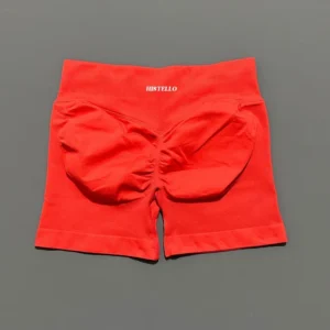 High Waist Seamless Yoga Shorts with Stretch for Women – Ideal for Fitness and Running - Chilli Red, XS