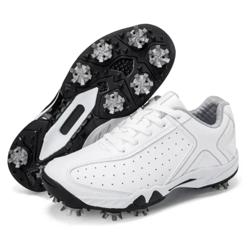 Alternative view of Man and Women's Professional Sport Golf Shoes Outdoor Fashion Leather Walking Sneakers Black White Man Golf Shoes Plus Size