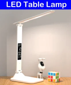 Folding Table Lamp USB Reading Touch Dimmable Eye Protection With Alarm Clock Thermometer LED Desk Lamp USB Charge Night Light