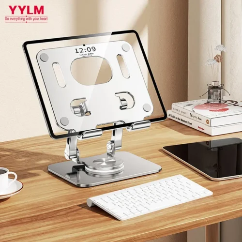 Alternative view of Adjustable 360° Rotation Tablet Stand for iPad - Aluminum Foldable Holder