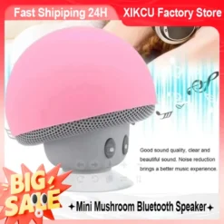 Portable Mini Mushroom Bluetooth Speaker with Suction Cup for Phones
