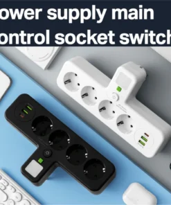 Alternative view of EU Plug AC Power Strip Multiprise Wall Mounted Socket Universal Network Filter USB Ports Separate Switch light Adapter