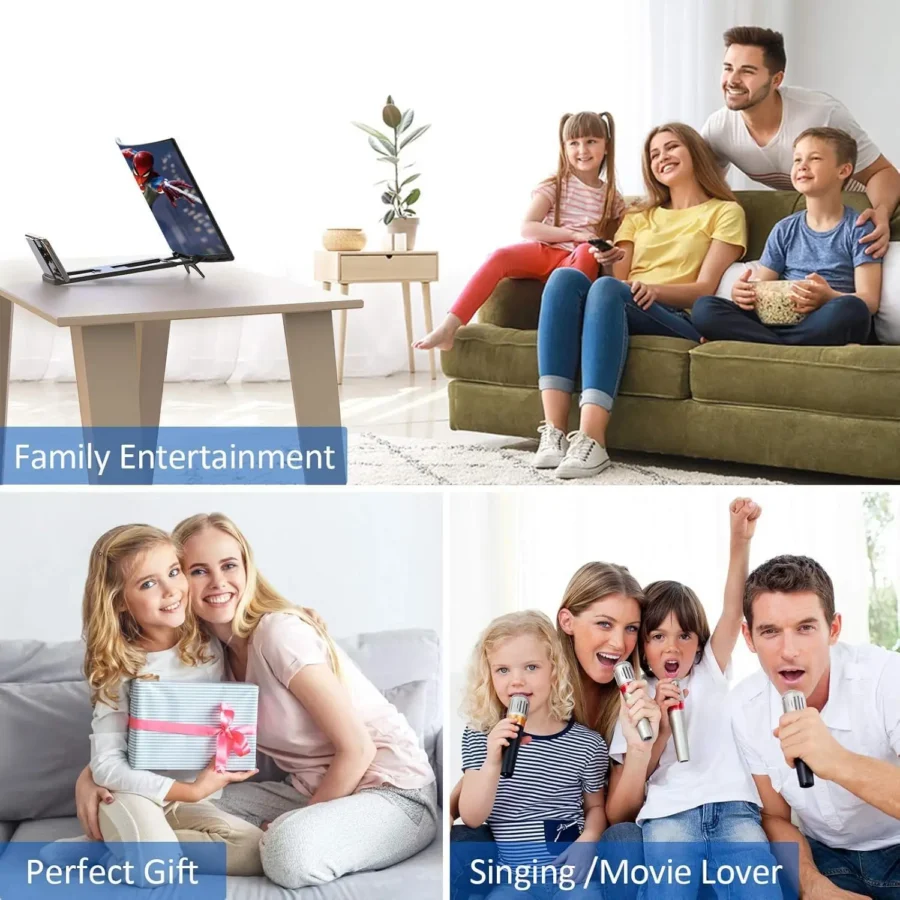 14" Curved Screen Magnifier 3D HD Projector for Movies Gaming & Video Foldable Phone Stand Universal Smartphone Compatible - Image 6