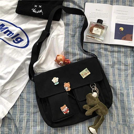 Canvas Messenger Bag with Sweet Printed Design for Girls and Women - Image 6