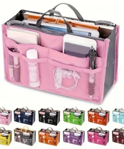 Large Capacity Bi-Fold Storage Bag with Double Zipper for Makeup and Toiletries