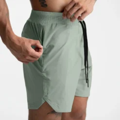 Men's Shorts with Quick Dry Fabric in Solid Color for Running and Fitness Activities