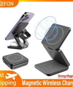 3-in-1 MagSafe Wireless Charger Stand for iPhone, Apple Watch, and AirPods - Fast Charging
