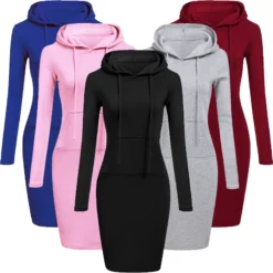 Hooded Dress for Women with Autumn Style and Comfortable Sweatshirt Material