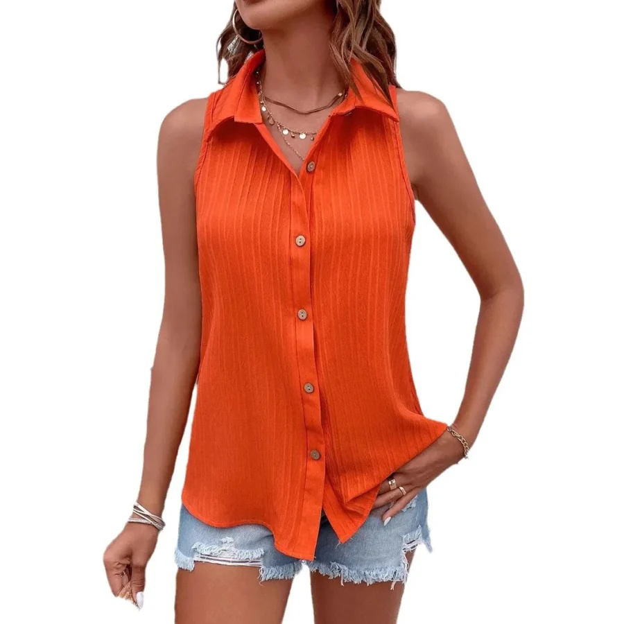 Women's Style Shirts, Sleeveless Blouse With Back For Women, Tops, Elegant Work Clothes, Women's Tops, Women's Blouses, Summer - Image 5