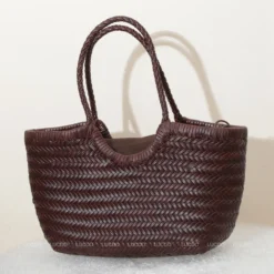 Alternative view of Genuine Leather Weaving Casual Shoulder Bag for Women - Vintage Big Tote Purse